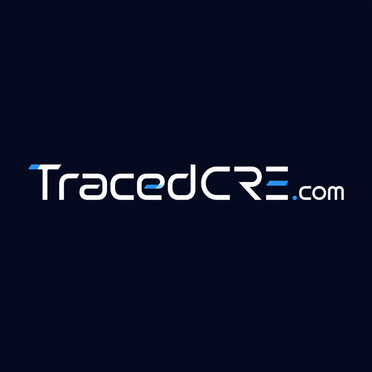 TracedCRE.com wordmark, blue gradient