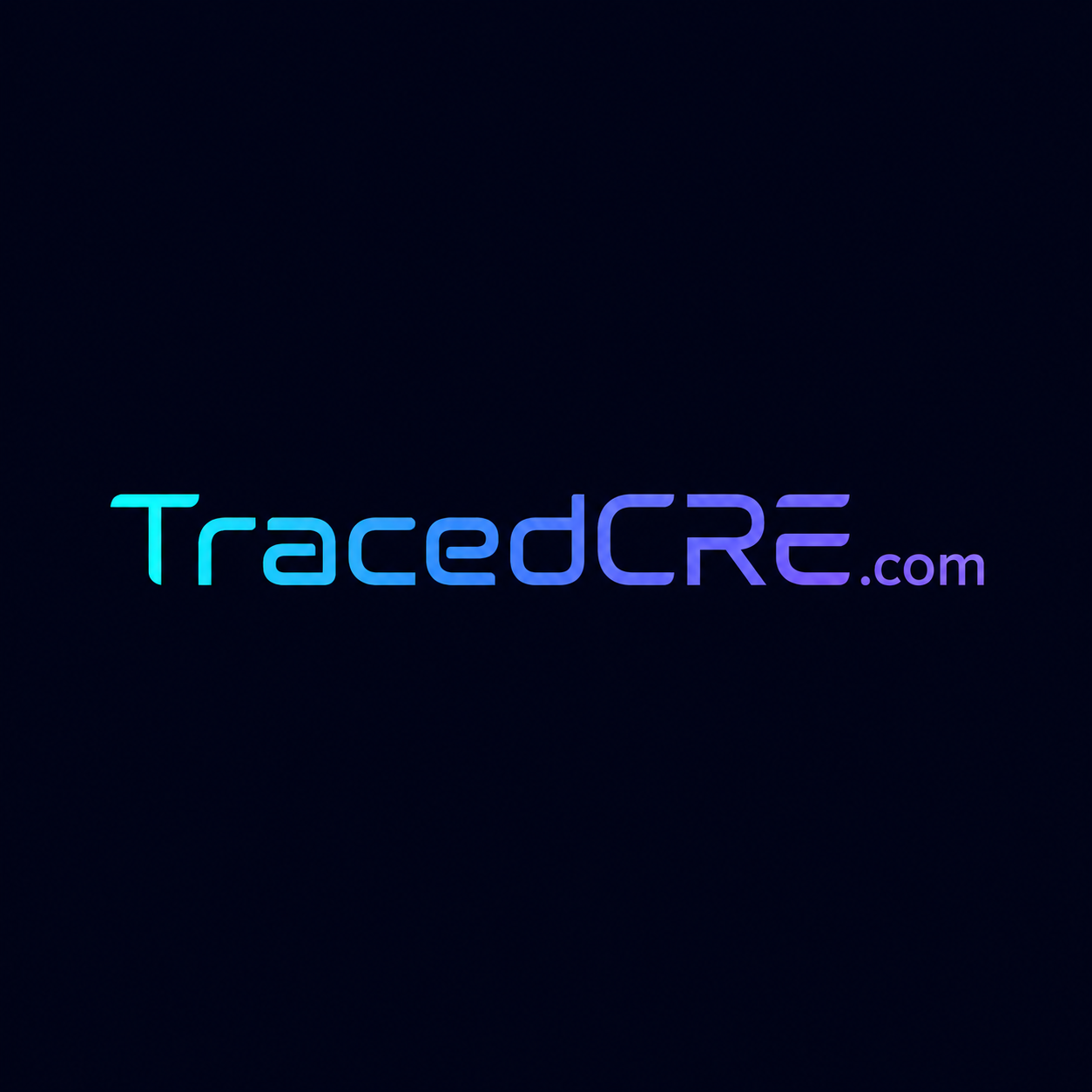 TracedCRE.com wordmark, purple gradient