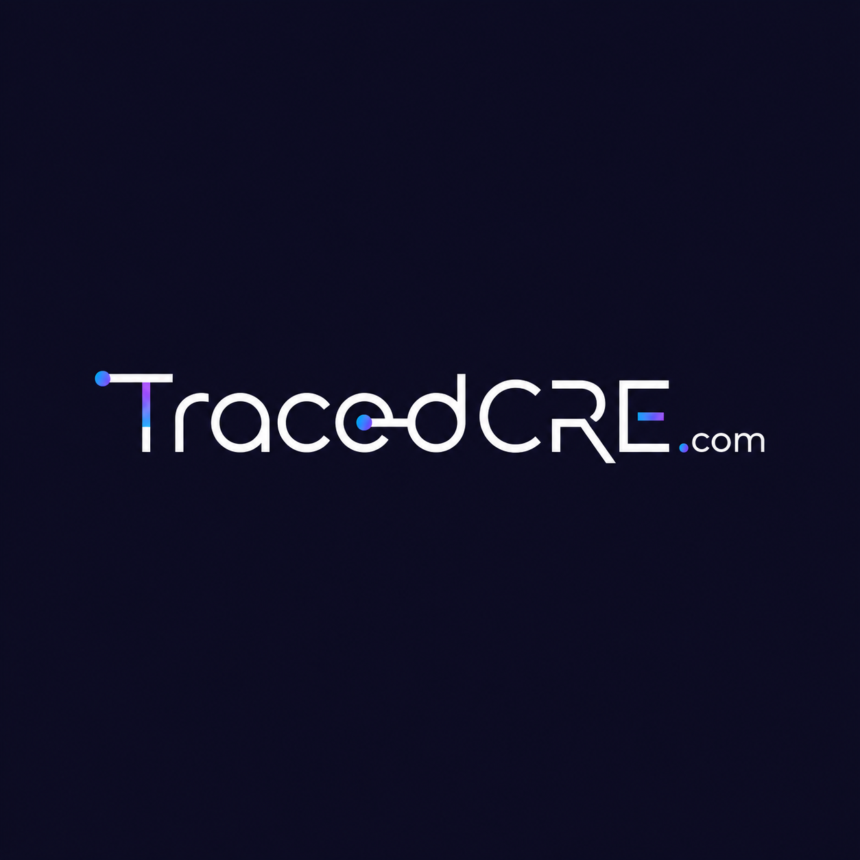 TracedCRE.com wordmark with circuit nodes