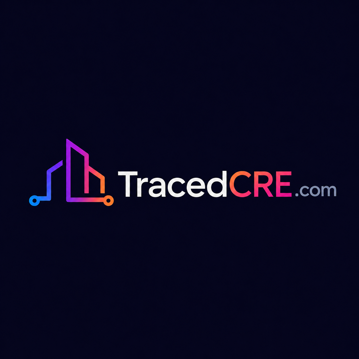 TracedCRE.com with coral skyline mark
